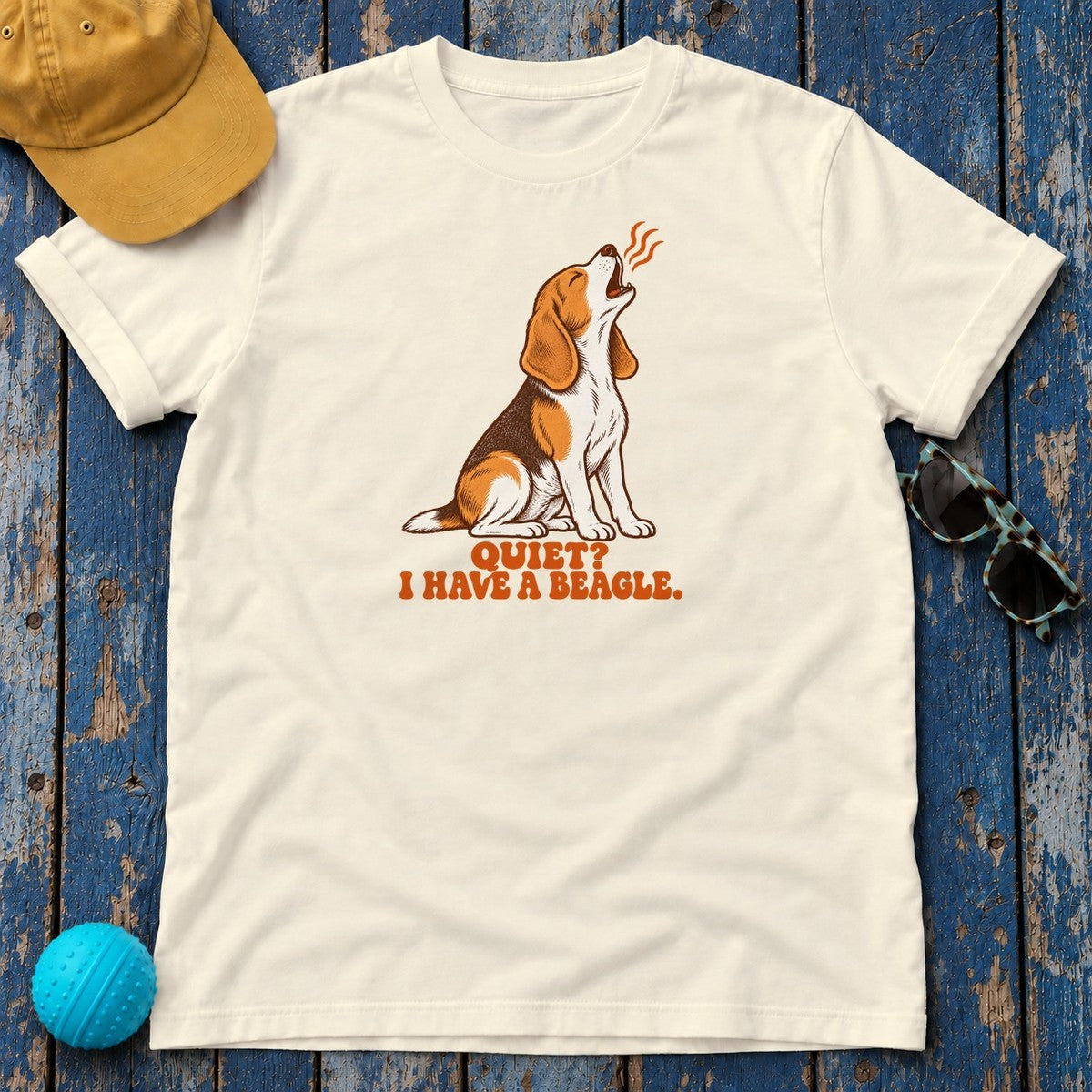 Quiet I Have a Beagle T-Shirt in Natural - flat lay