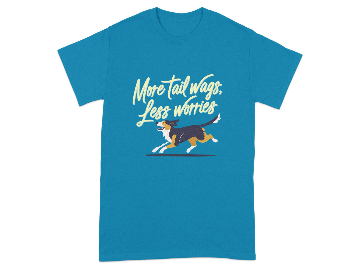 More tail wags less worries graphic t-shirt product type