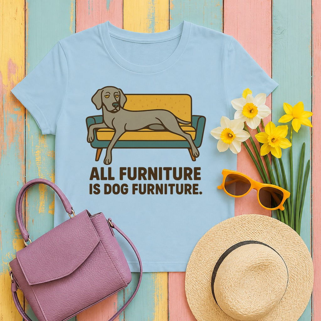 Weimaraner All Furniture Is Dog Furniture Tee in Light Blue