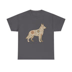 Floral German Shepherd Silhouette Unique Graphic Design T-Shirt