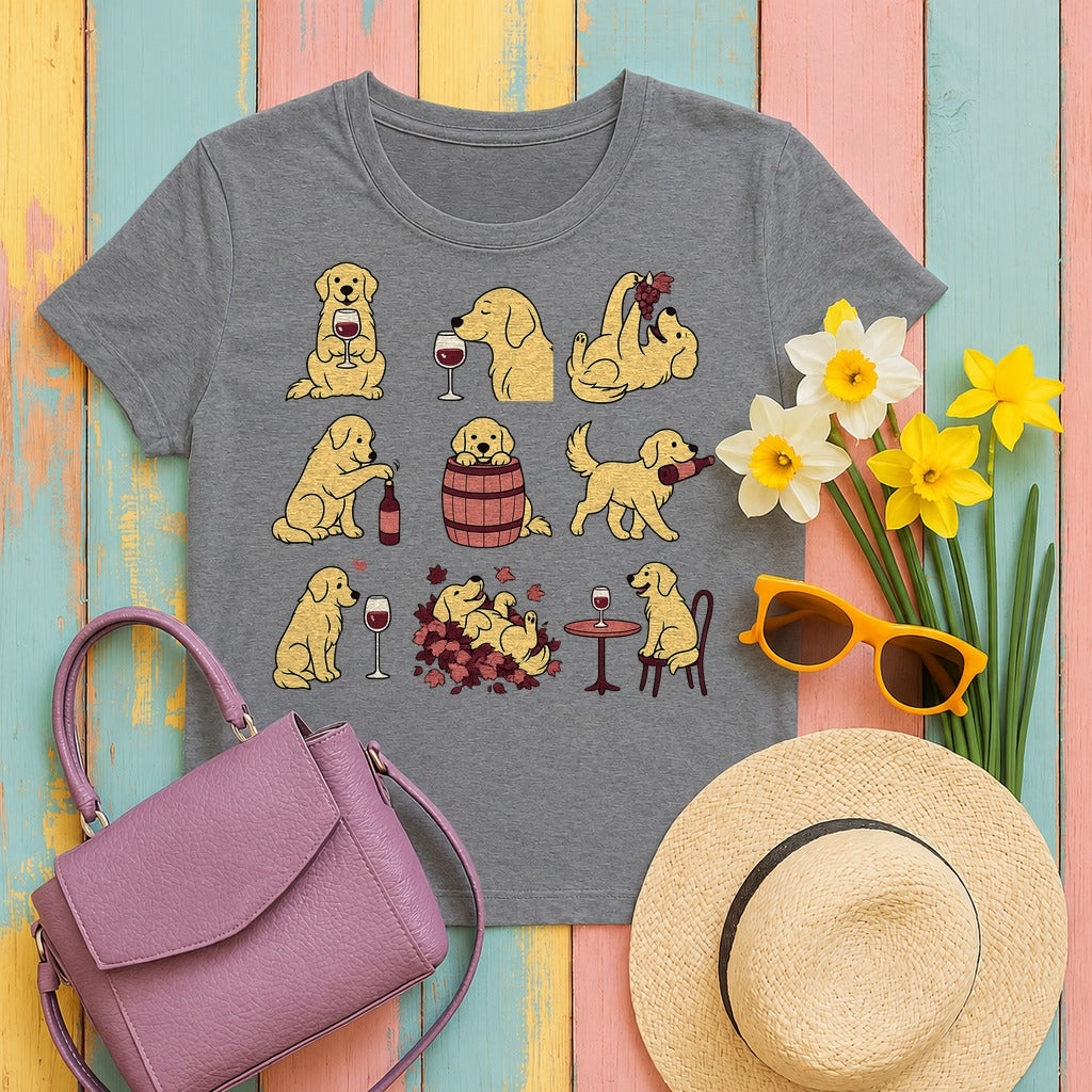 Sommelier Golden Retriever T-Shirt in Graphite Heather