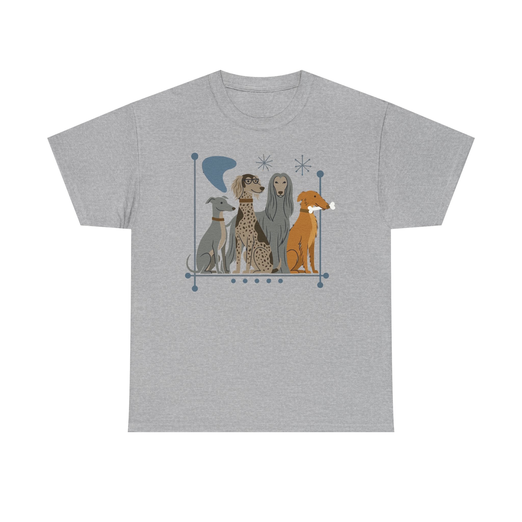 Greyhound, Whippet, Borzoi and Saluki Atomic Sight Hounds Mid-Century Modern t-shirt, view 5