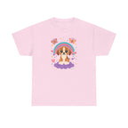 Cute Puppy Beagle Above Rainbow Cloud Design Graphic T-Shirt