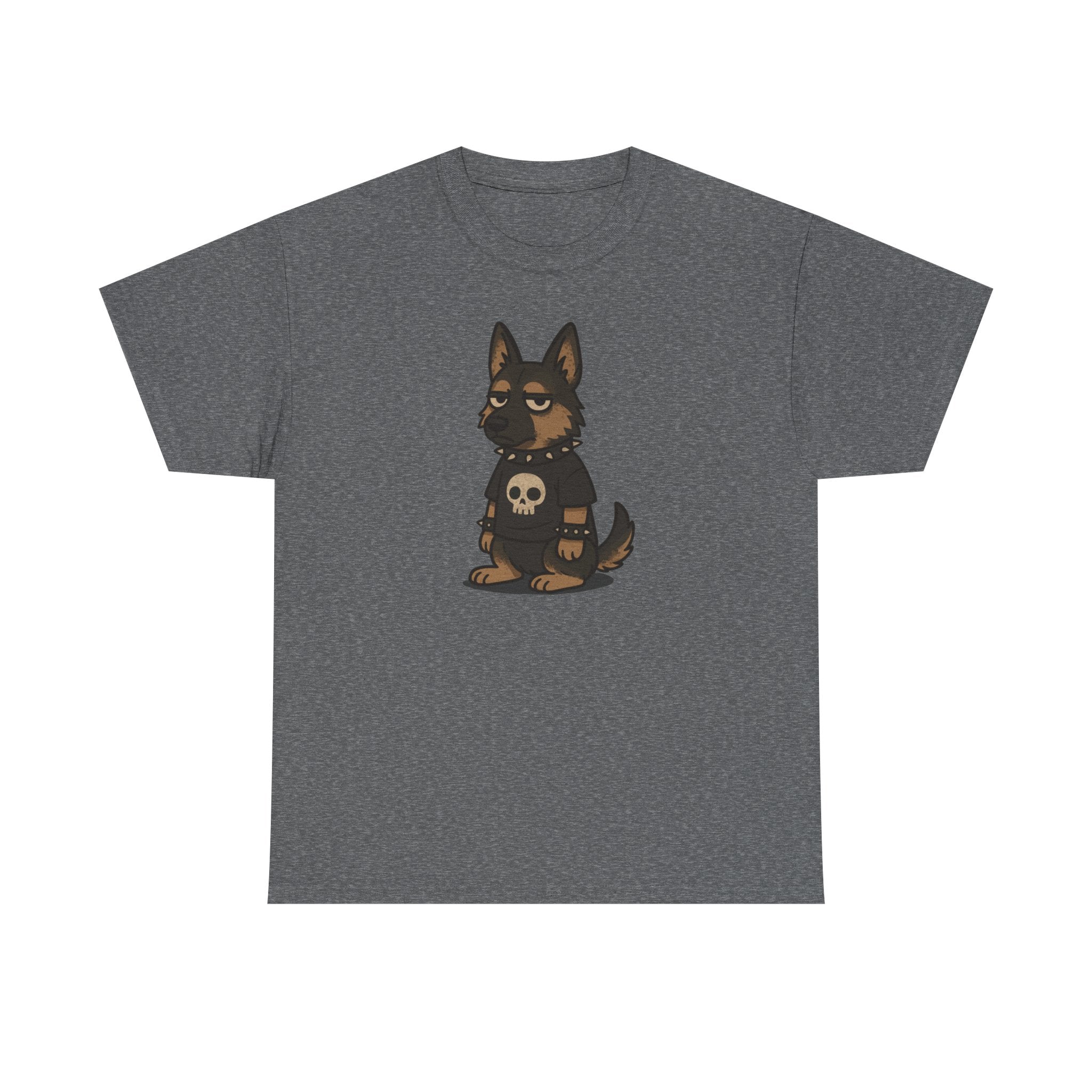 Punk Rock German Shepherd with Skull T-Shirt Design T-Shirt