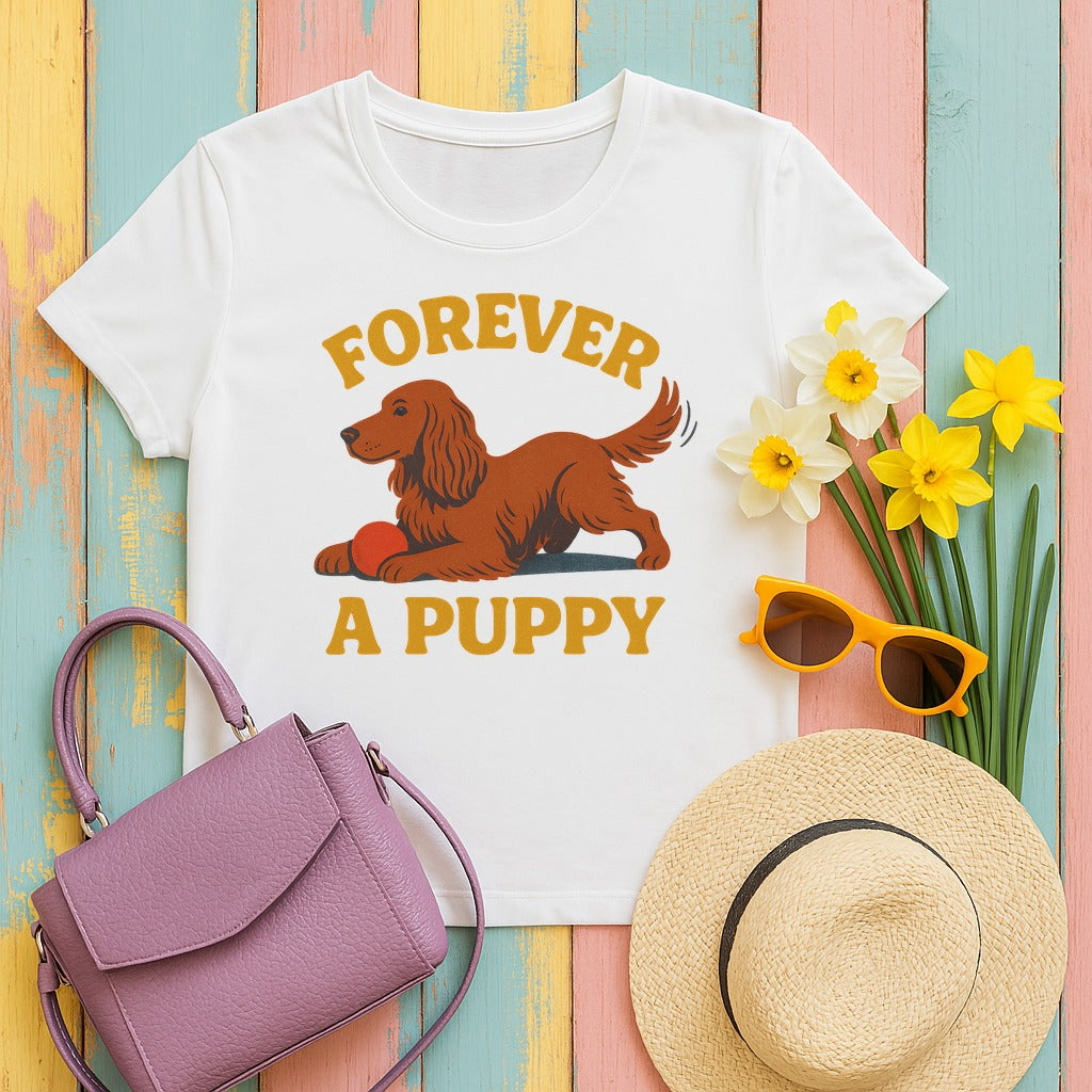 Irish Setter Forever a Puppy T-shirt in White