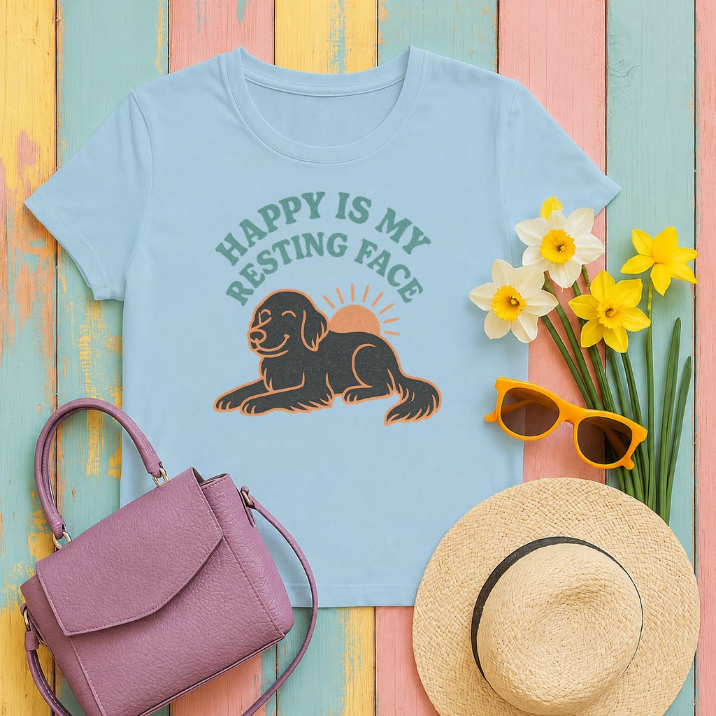 Flat-Coat Happy Is My Resting Face Tee in Light Blue