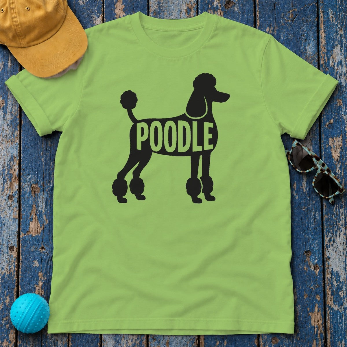 Elegant Poodle Silhouette T-Shirt in Lime