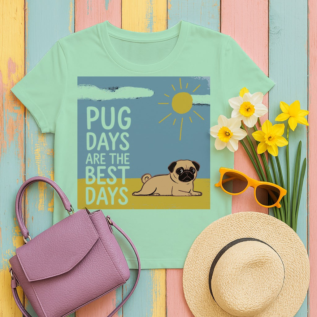 Pug Days Are The Best Days T-shirt in Mint Green