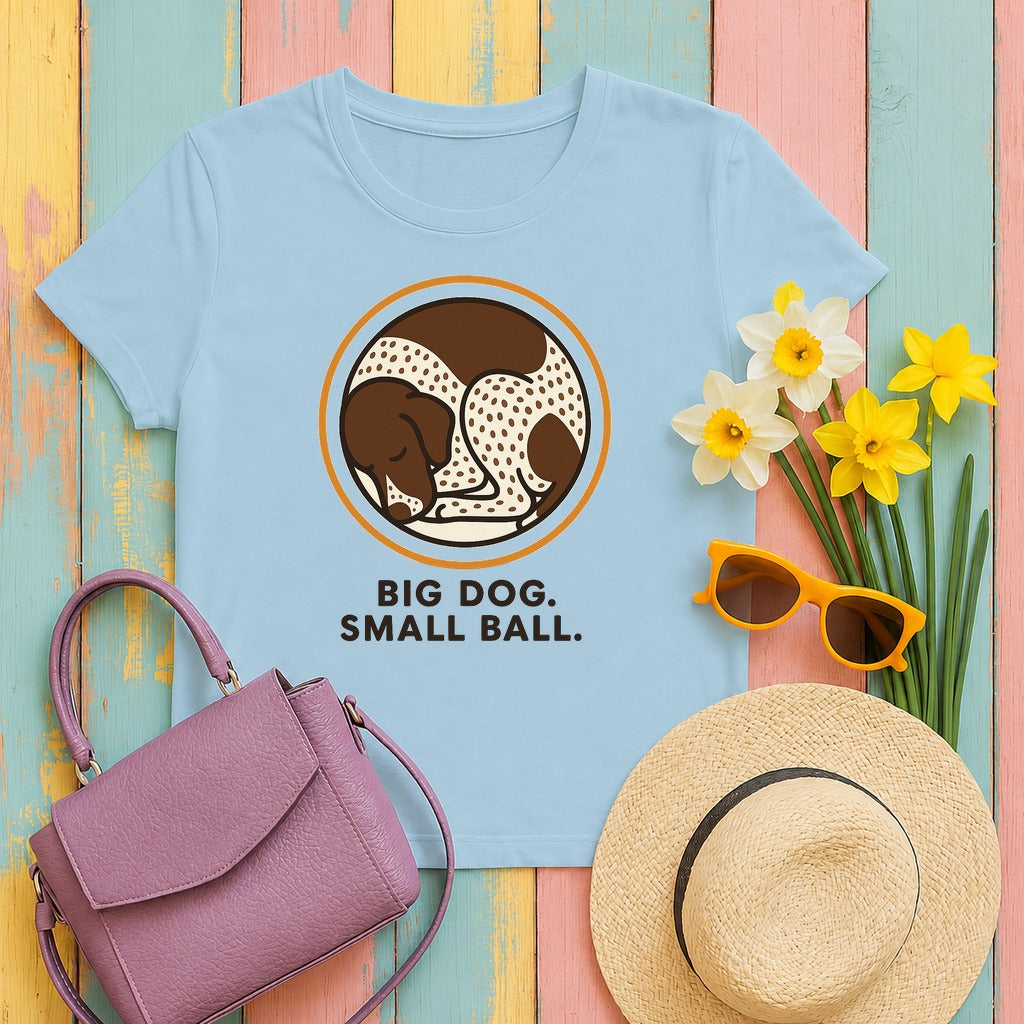 German Shorthaired Pointer Big Dog Small Ball T-shirt in Light Blue