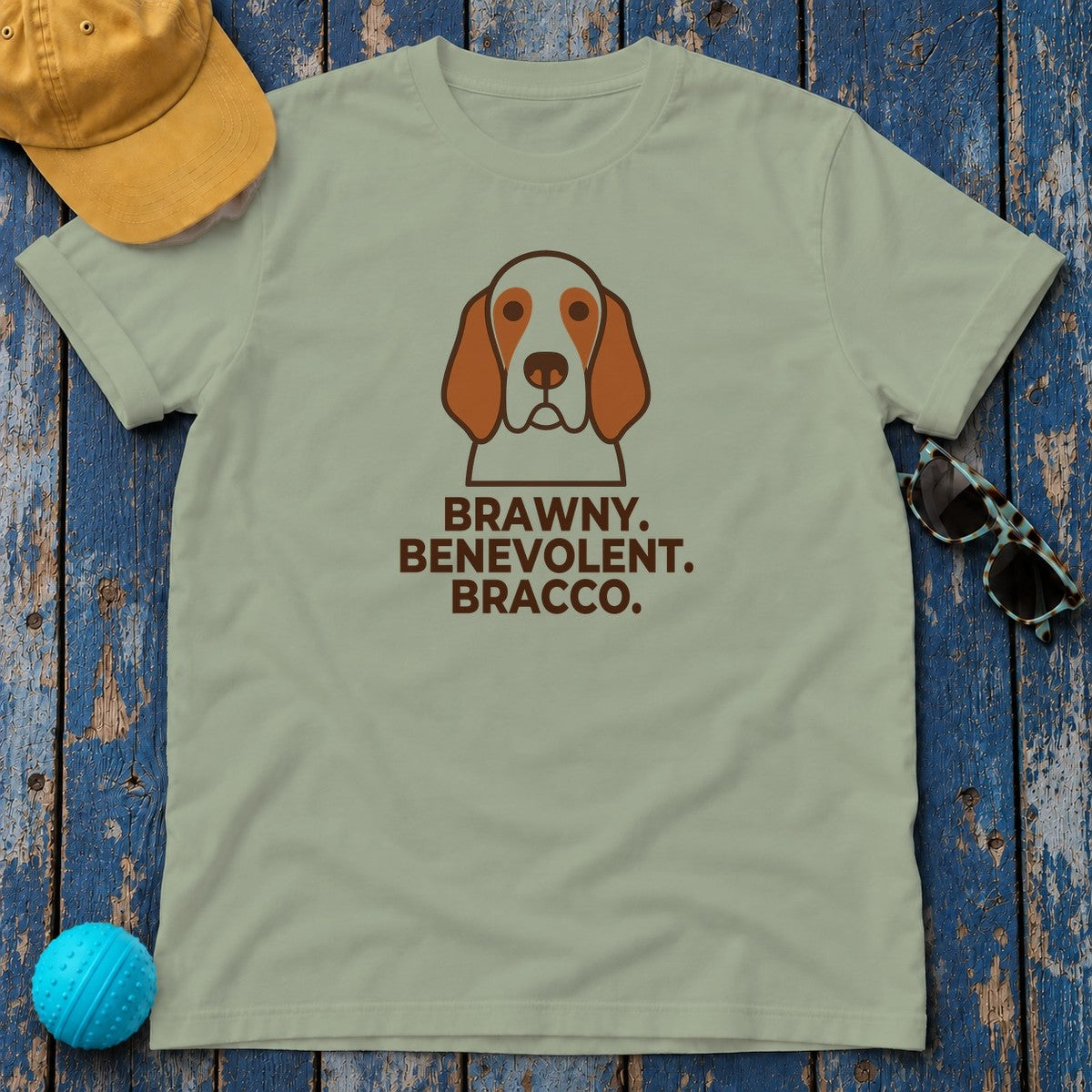 Brawny. Benevolent. Bracco. Bracco Italiano T-Shirt in Sage