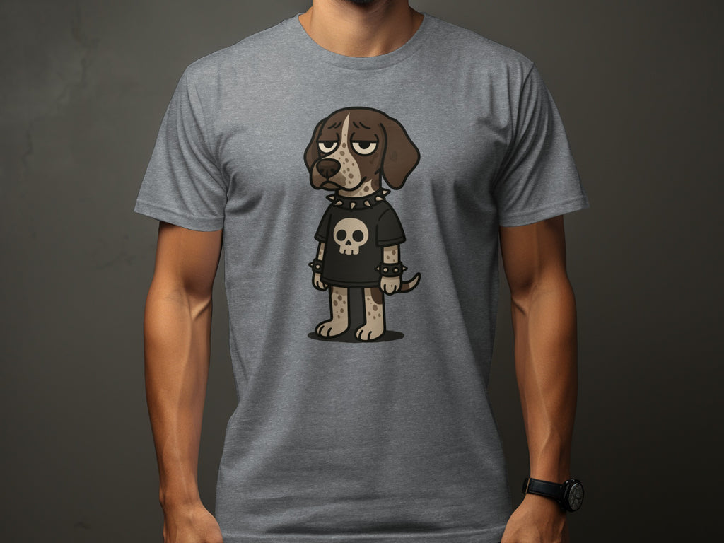Grumpy Cartoon Dog with Skull Shirt Graphic T-Shirt