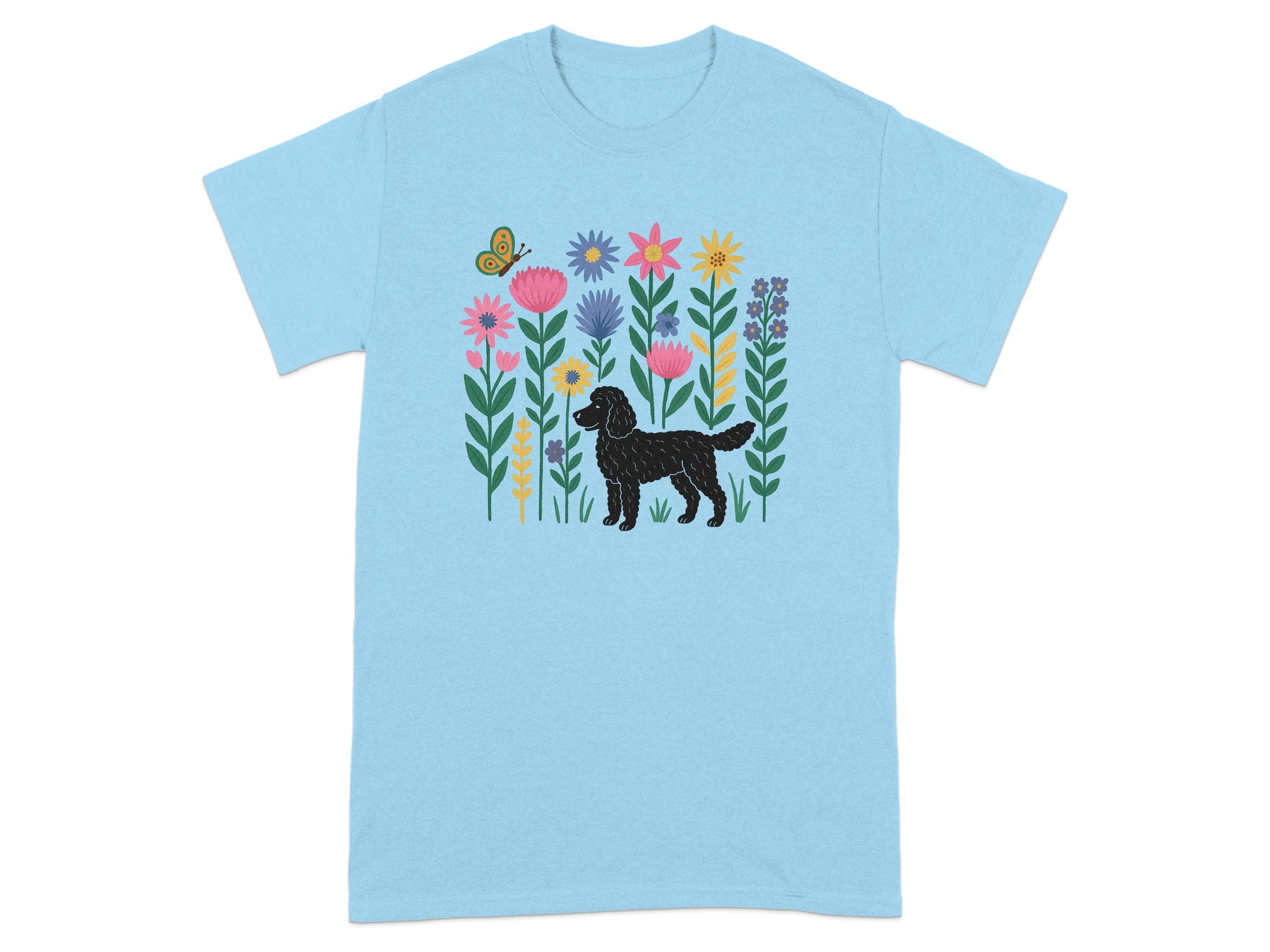 Colorful Floral Pattern Dog and Butterfly Shirt product