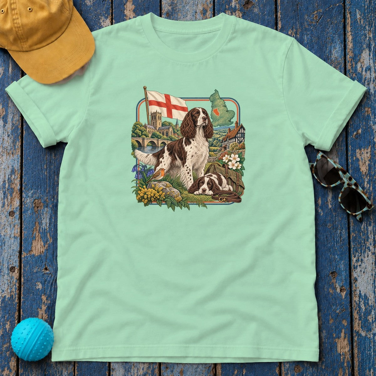 English Springer Spaniel England Heritage T-Shirt in Mint