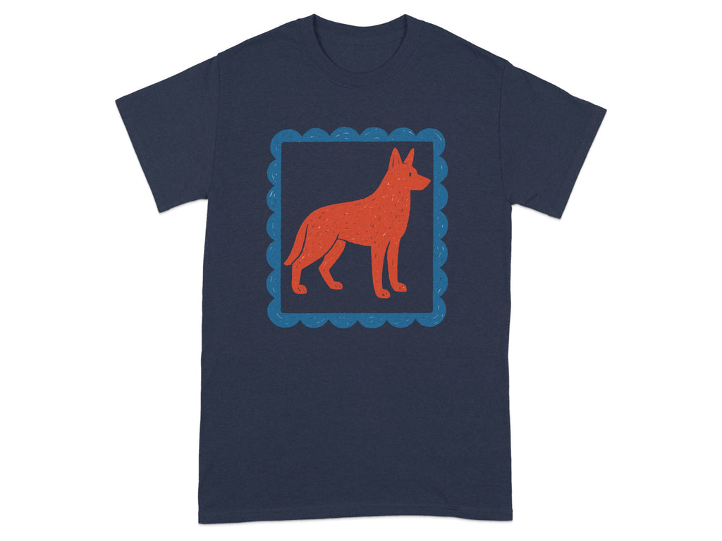 Vintage Dog Illustration Navy Blue T-Shirt Product
