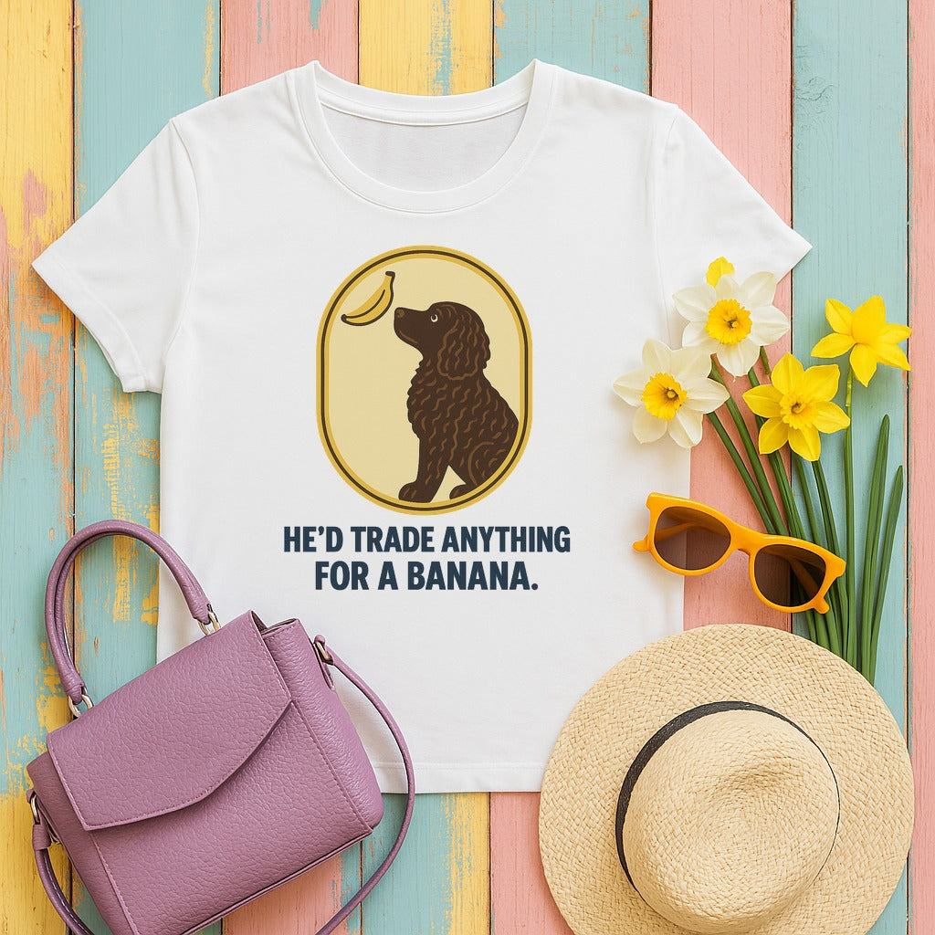 American Water Spaniel bananas tee flat lay