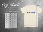 Gildan 5000 Heavy Cotton T-Shirt size chart in inches with width and length measurements.
