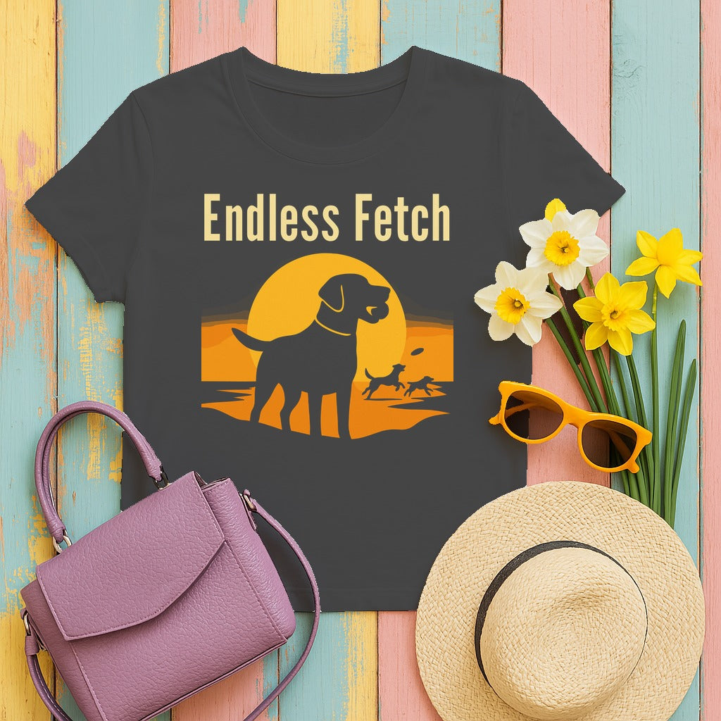 Endless Fetch with Labs Sunset Scene T-Shirt in Dark Heather