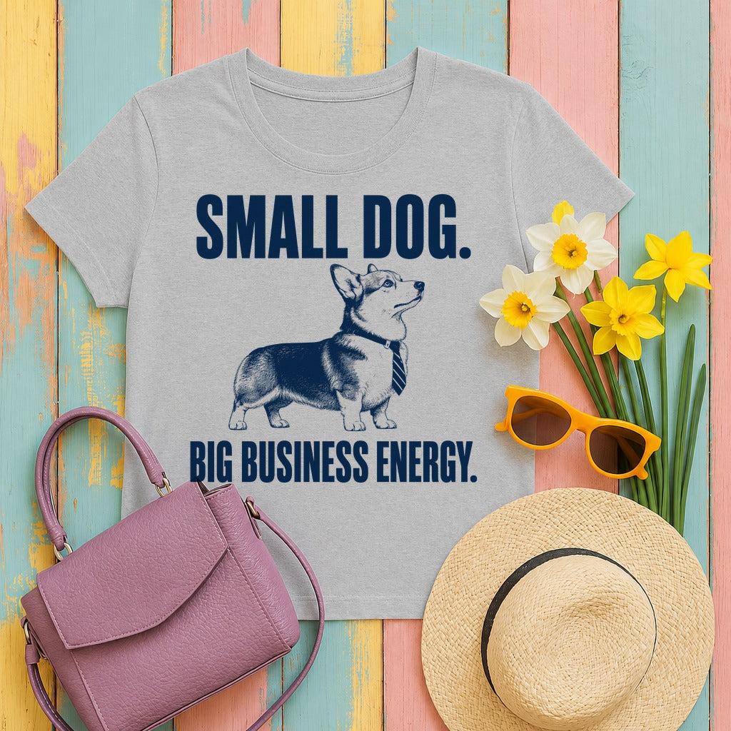 Big Business Energy Corgi T-Shirt in Sport Grey