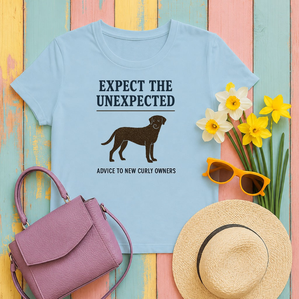 Curly-Coated Retriever Expect The Unexpected Tee in Light Blue