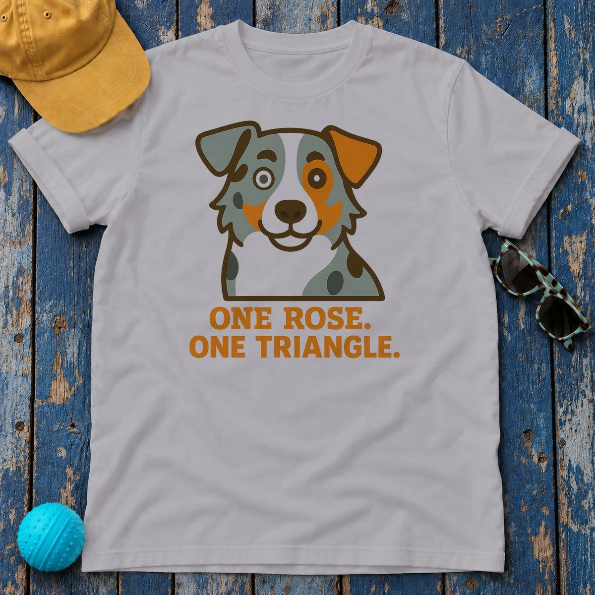 One Rose One Triangle Australian Shepherd T-Shirt in Athletic Heather