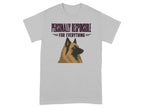 Grey t-shirt with dog graphic and "Personally Responsible For Everything" text.