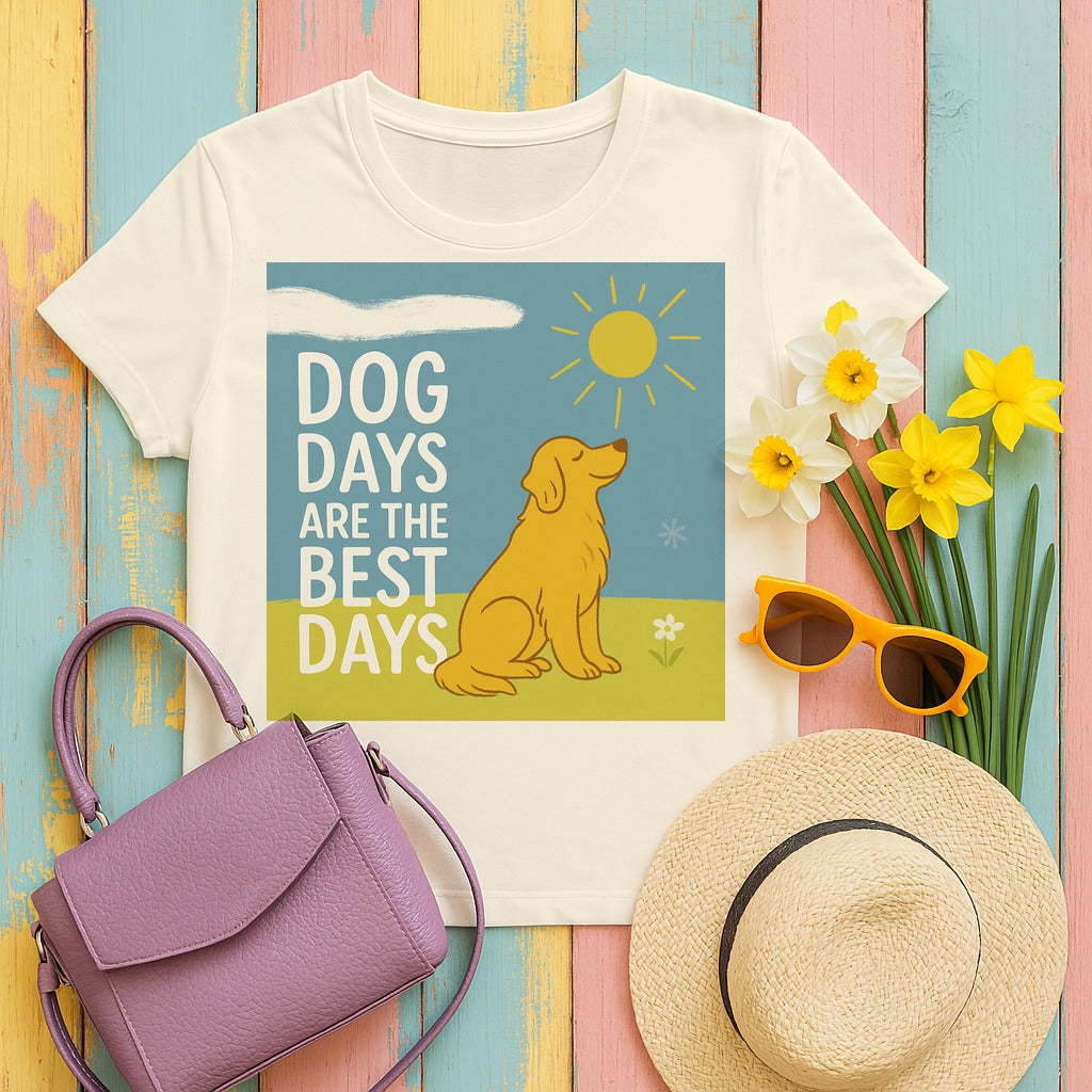 Dog Days Are The Best Days With Golden Retriever T-Shirt in Natural