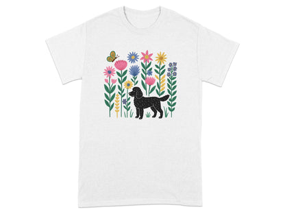 Dog and Floral Print White T-Shirt Product Type