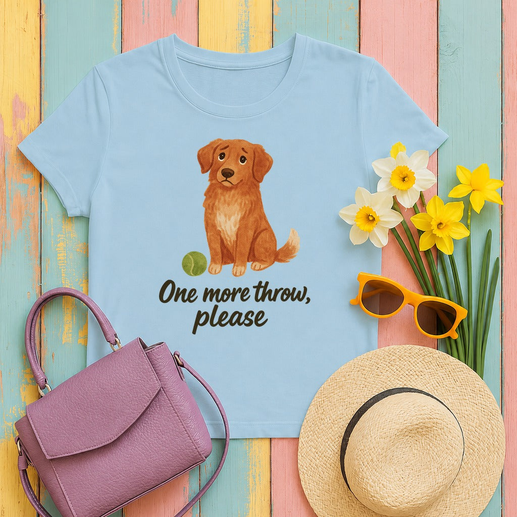 Nova Scotia Duck Tolling Retriever One More Throw Please T-shirt in Light Blue