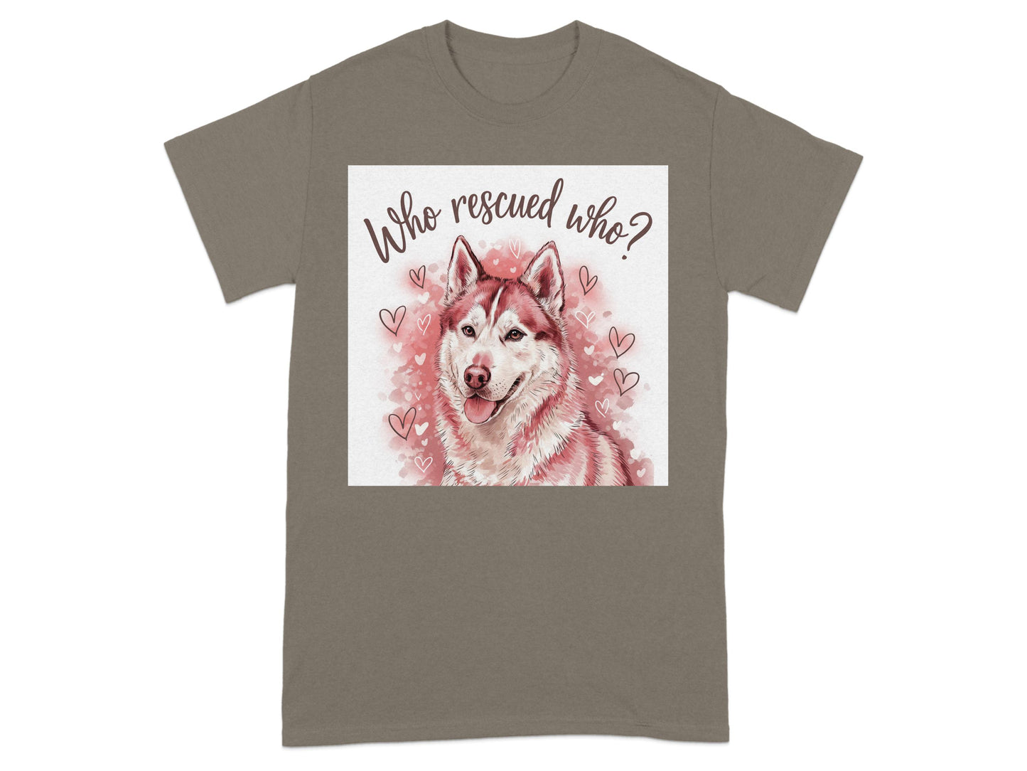 Who Rescued Who Husky Design Graphic T-Shirt product