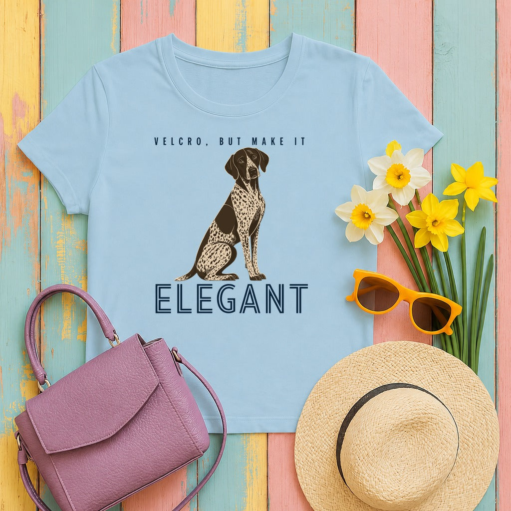 Velcro German Shorthaired Pointer T-Shirt in Light Blue