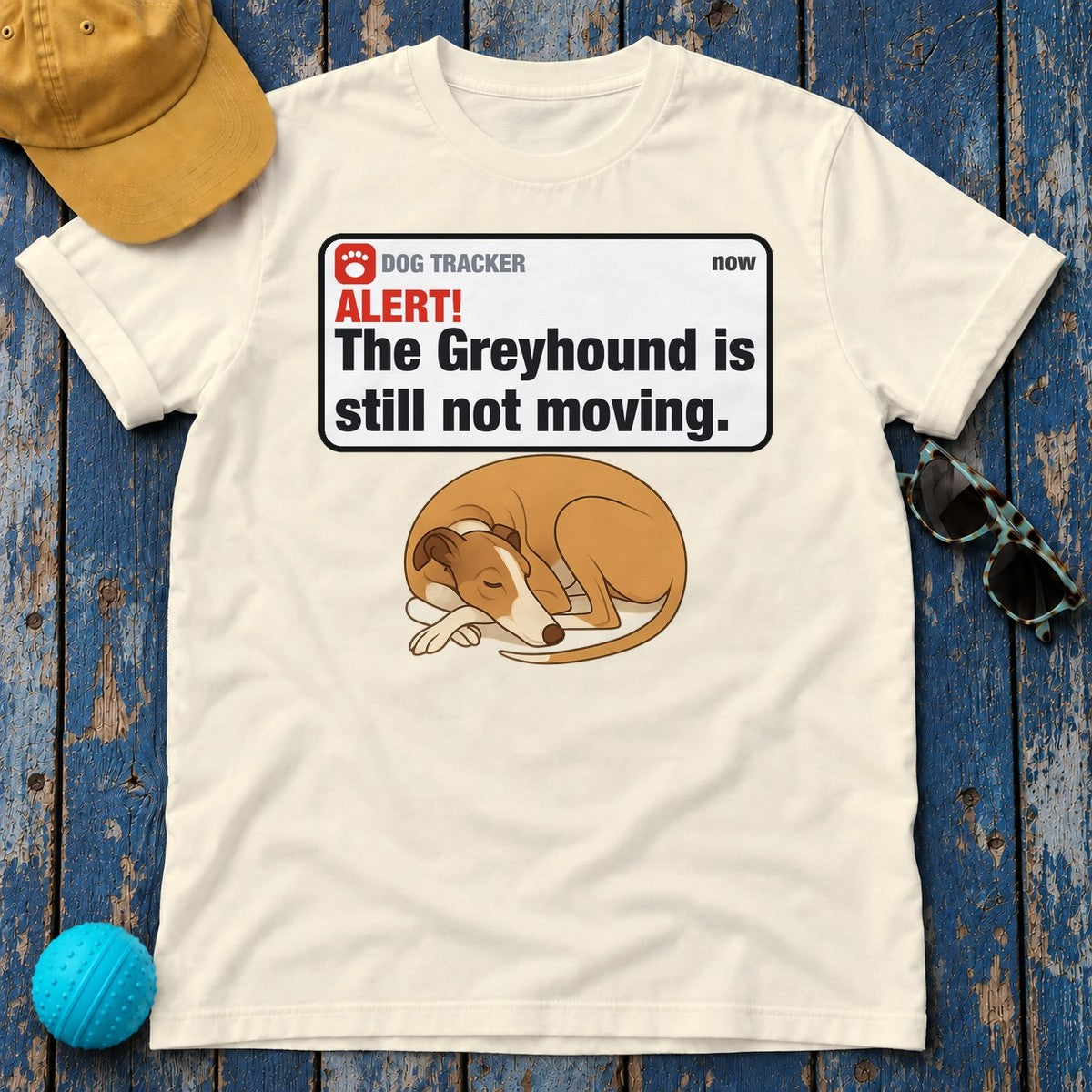 Greyhound Alert Still Not Moving Tee in Natural