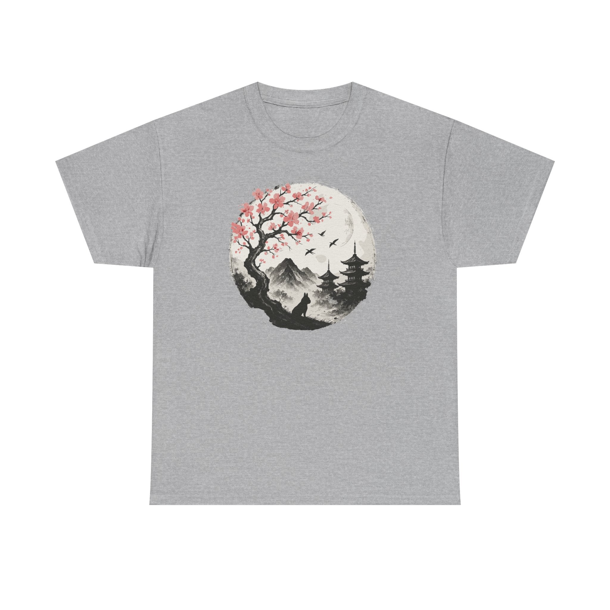 Zen Japanese Scene With French Bulldog Silhouette T-Shirt