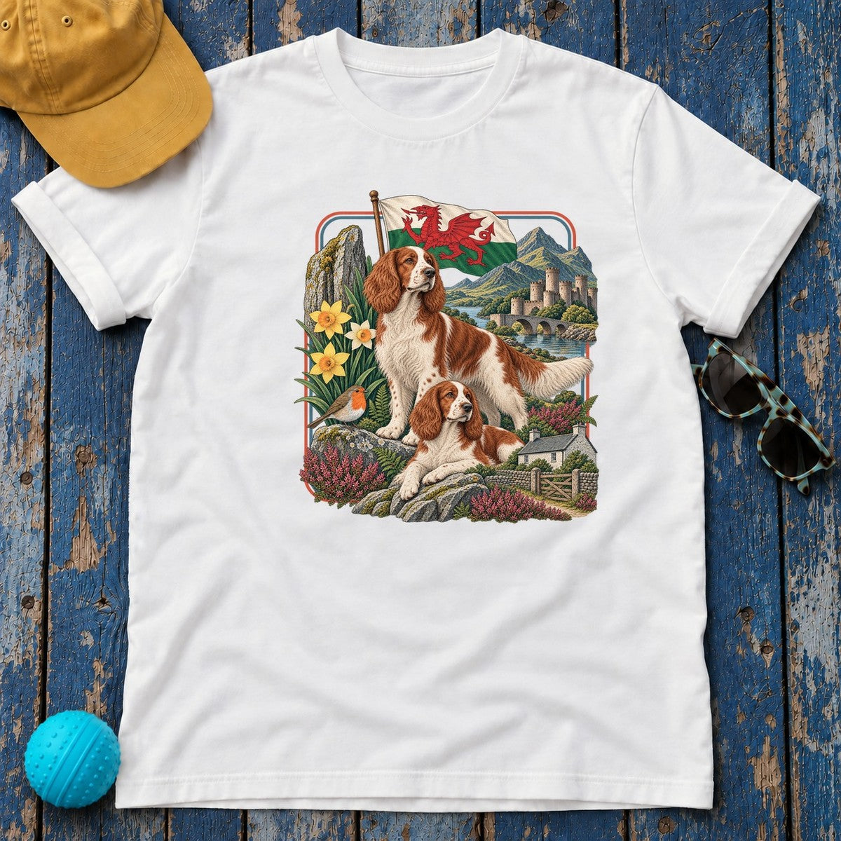 Welsh Springer Spaniel Wales Heritage T-Shirt in White