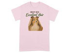 Pink t-shirt with Sheltie dog and text "Anxiety with Excellent Hair".