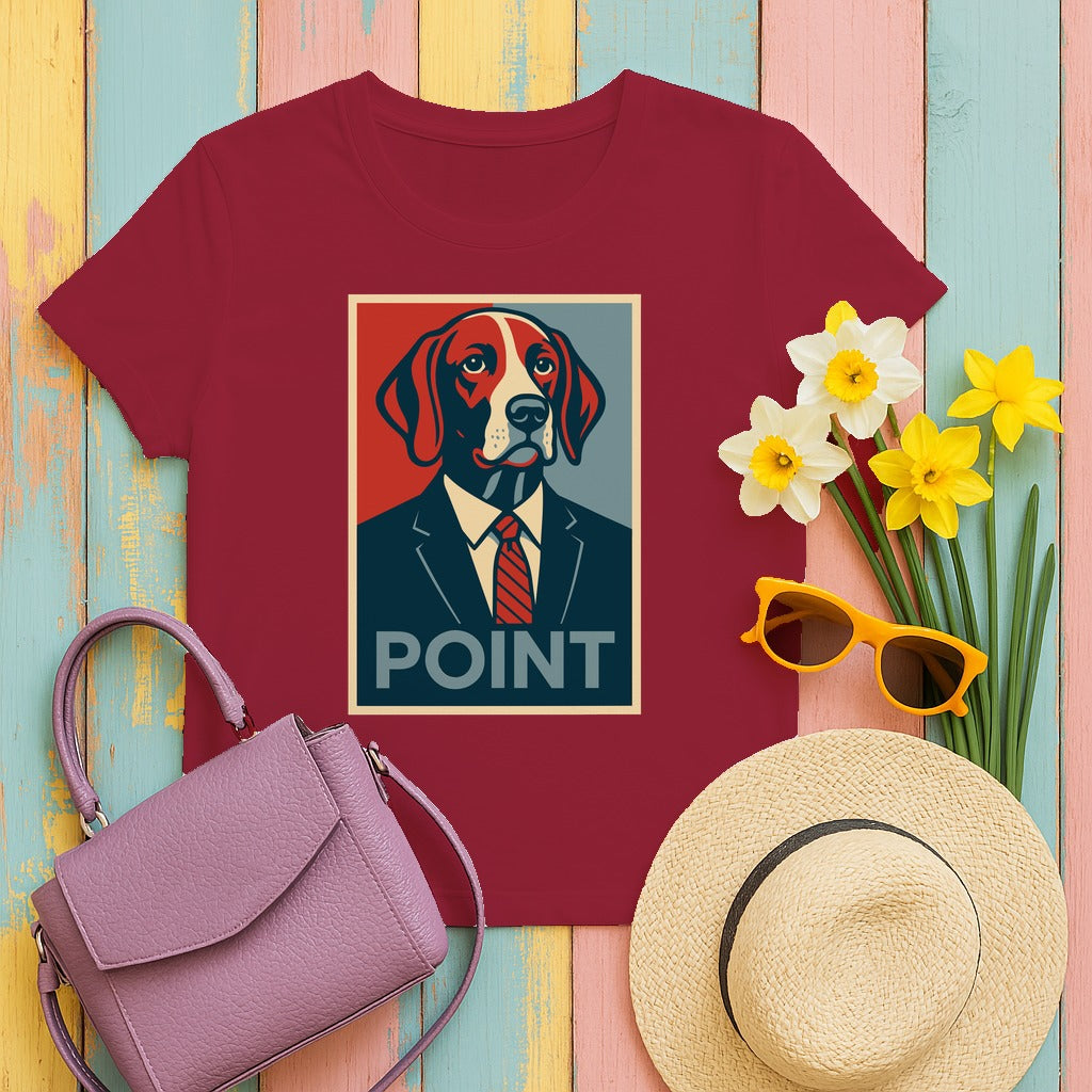 German Shorthaired Pointer Dog Suit Tie Pop Art Illustration Design T-Shirt in Cardinal Red