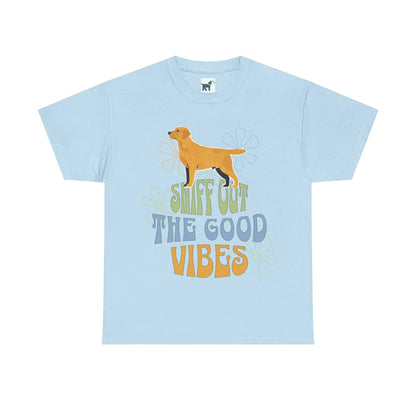 Sniff out the Good Vibes Yellow Lab T Shirt Light Blue T-shirt