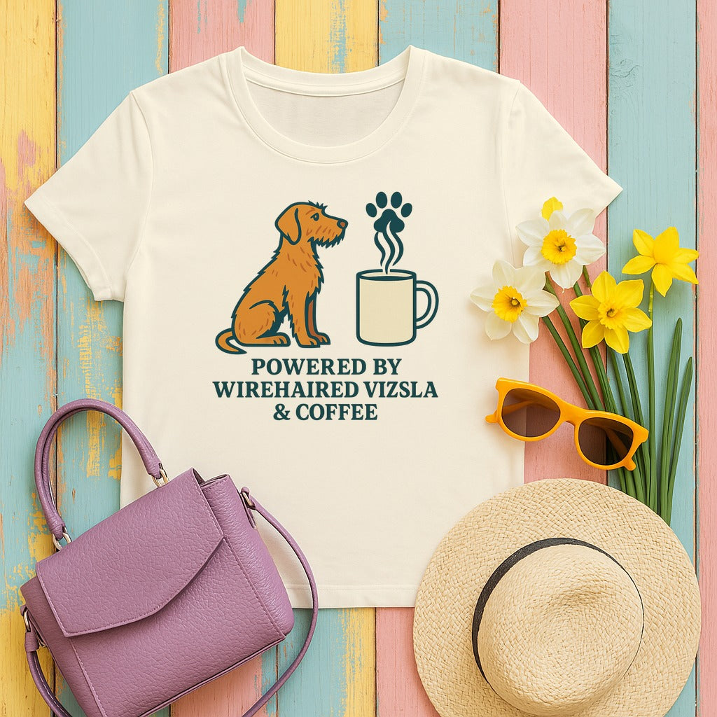 Powered by Wirehaired Vizsla & Coffee Tee in Natural