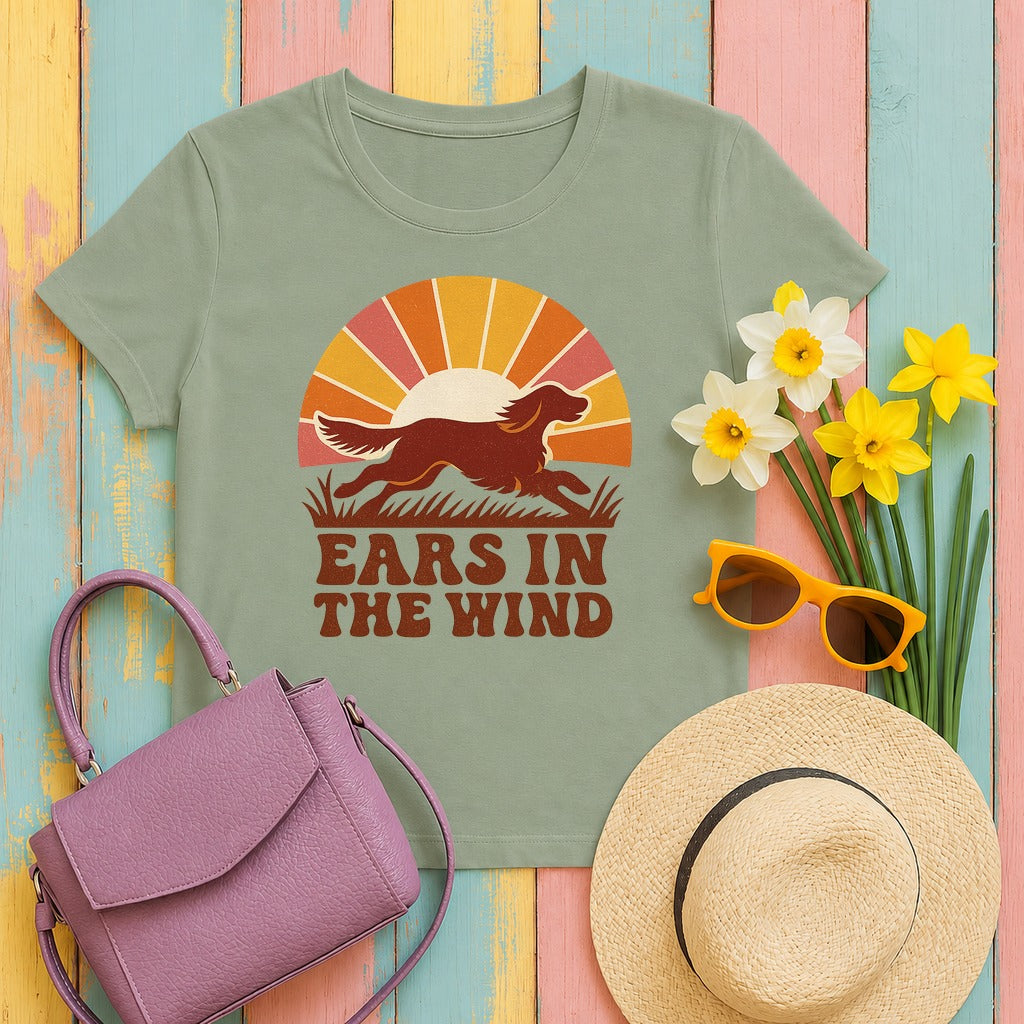 Irish Setter Ears in the Wind T-shirt in Sage