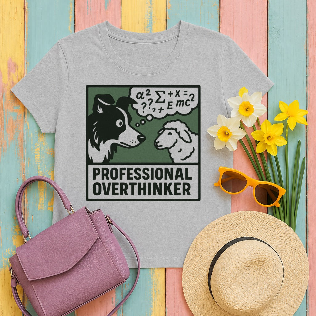 Professional Over Thinker Border Collie T-Shirt in Sport Grey