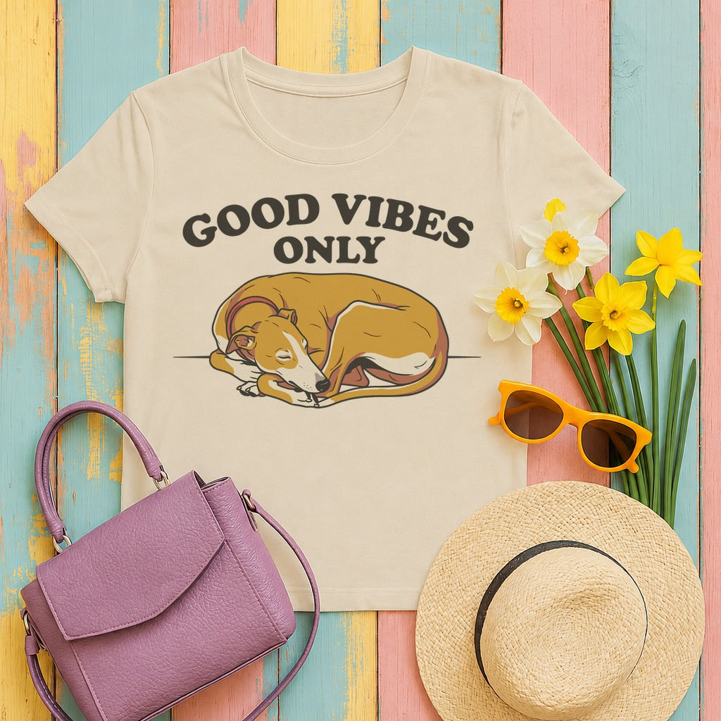 The Good Vibes Only Greyhound T-Shirt in Sand