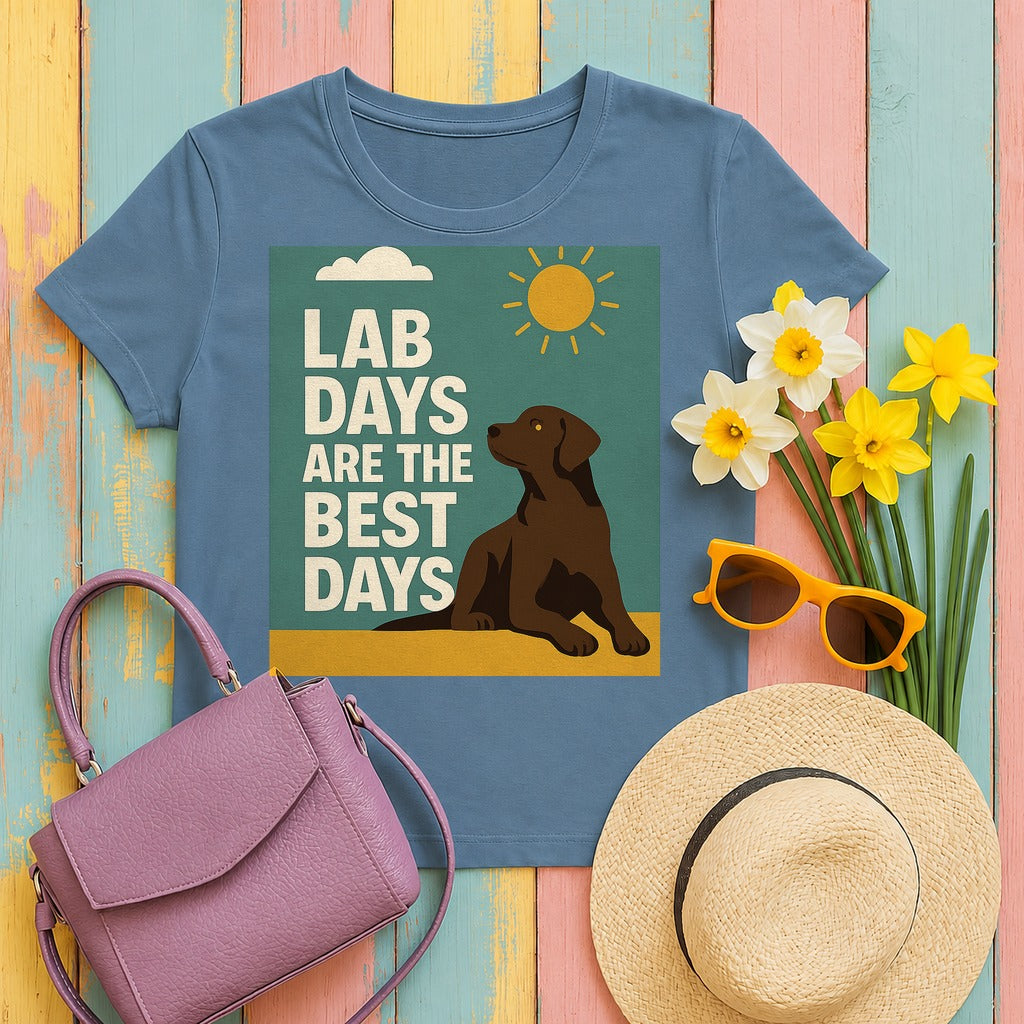 Chocolate Lab Days Are the Best Days T-shirt in Steel Blue