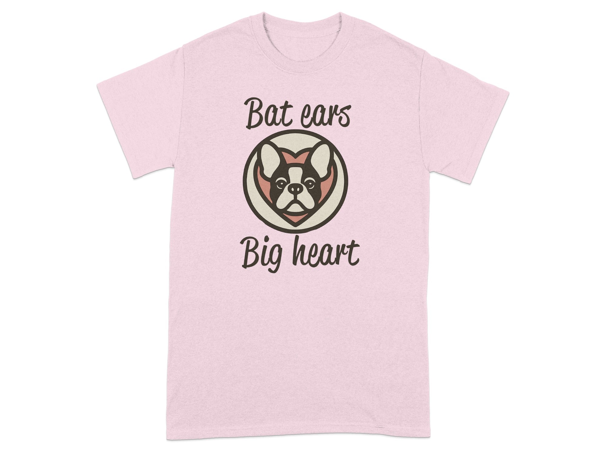 Bat Ears Big Heart Graphic Design T-shirt