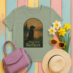 flat-coated retriever painterly-sunset-arch tee flat lay hero