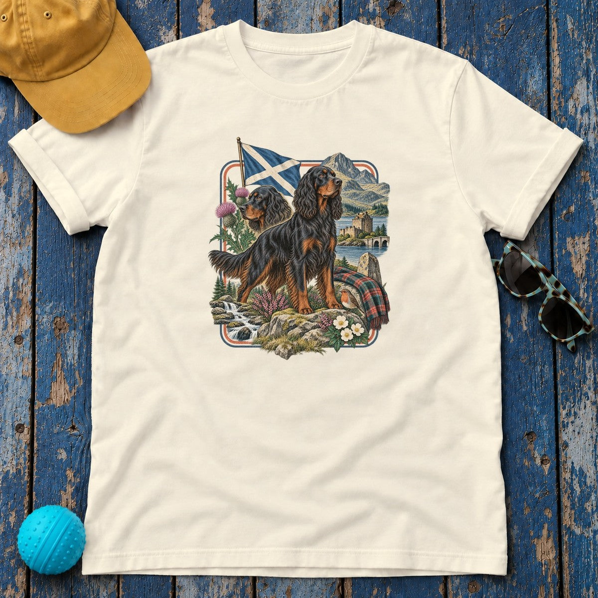 Gordon Setter Scotland Heritage T-Shirt in Natural