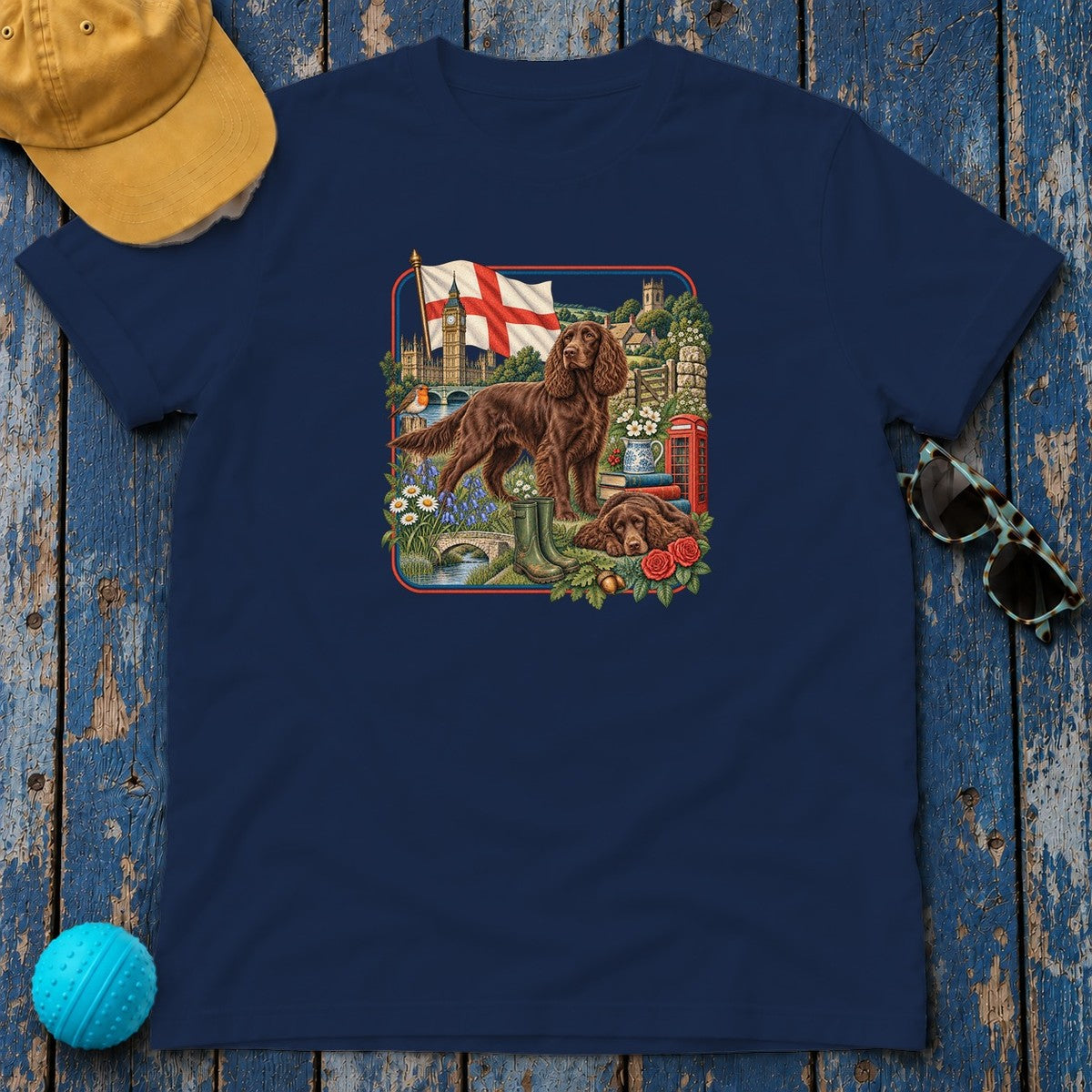Field Spaniel England Heritage T-Shirt in Navy