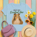 Sheltie Excellent Hair T-Shirt in Light Blue