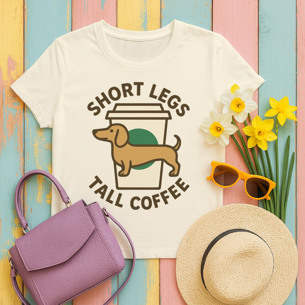 Short Legs Tall Coffee Dachshund T-Shirt in Natural