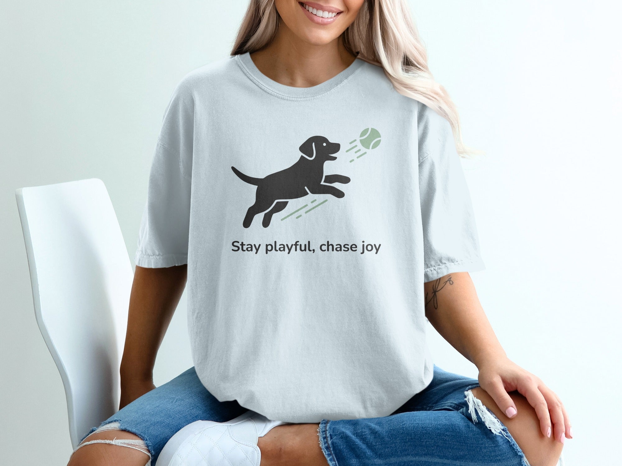 Stay playful chase joy dog graphic t-shirt product