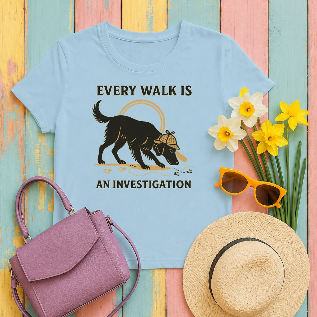 Flat-Coat Every Walk Is an Investigation Tee in Light Blue