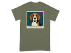 Green t-shirt with a stylized beagle portrait and "ENDLESS HUNGER" text.